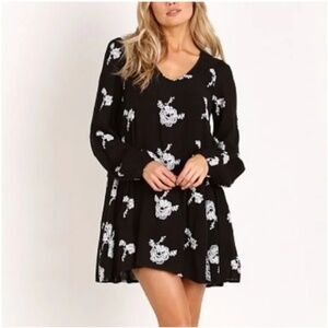 Free People -  Black Embroidered Austin Dress